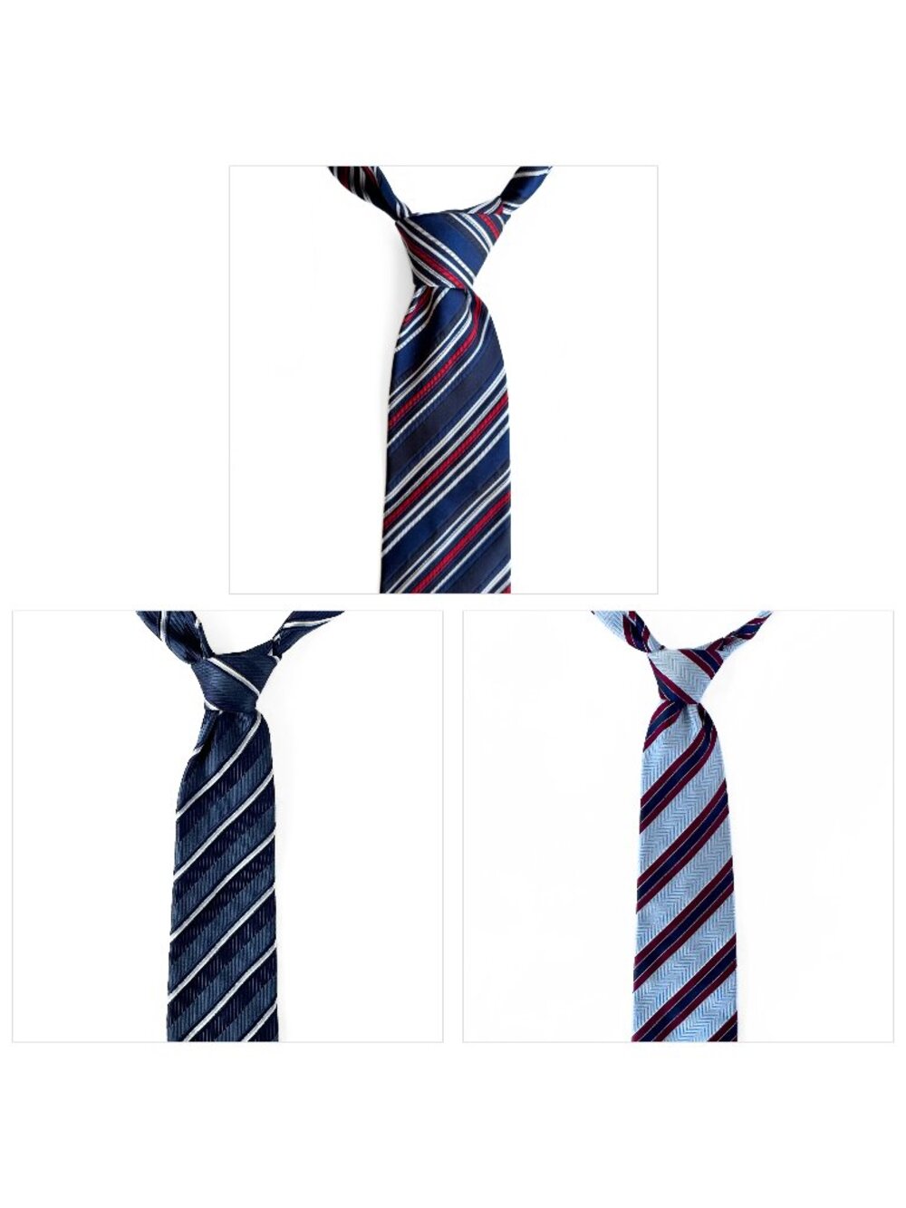 Canali Striped Luxury Ties USA Colors Blue Navy Red White Italy 3.75" 4" inches